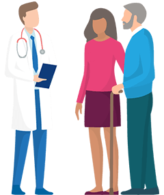 L&aelig;ge taler med patientpar