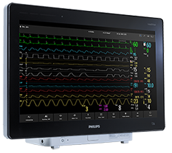 MX750 patient monitor, front, angled right