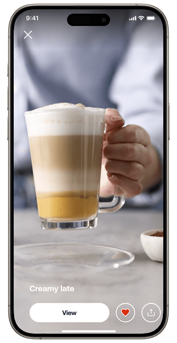 Smartphone med HomeID-sk&aelig;rm med kaffeopskrifter